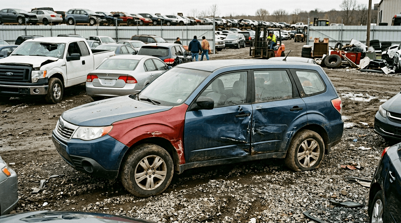 Hyundai Tucson до косметической подготовки — видны следы удара и подрамника