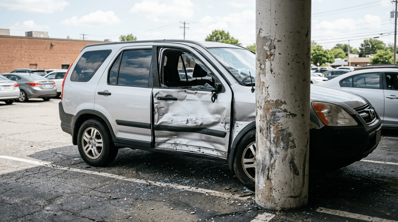 Ford Escape до подготовки — деформация передней правой стойки
