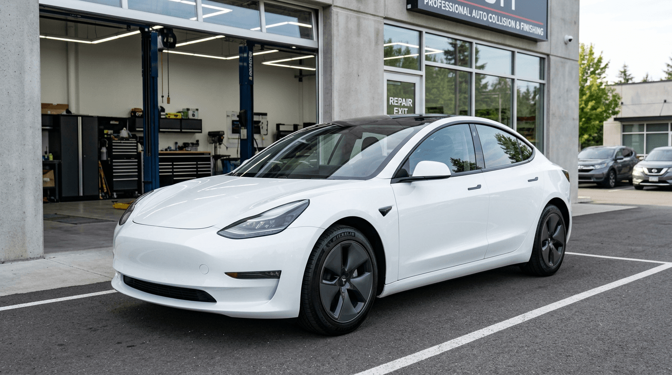 Tesla Model 3 после кузовного ремонта и перекраски
