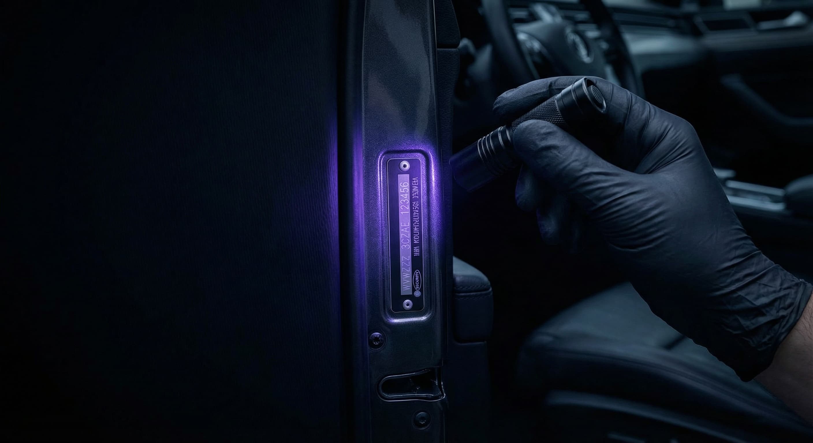 Криминалистическая сверка VIN-номера автомобиля ультрафиолетом